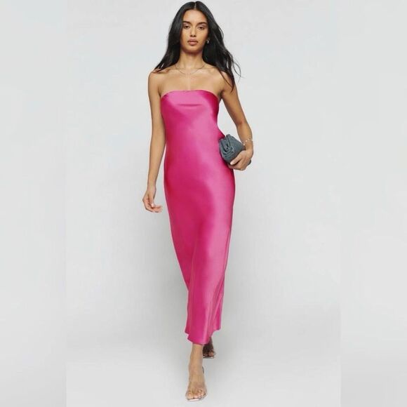 Reformation Joanna Silk Maxi Dress in Flambe Size M NWT - Picture 1 of 7